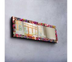 Sieninis veidrodis 120x40 cm pušis/gėlės