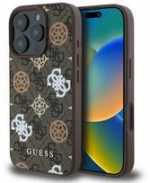 Guess PU 4G Peony MagSafe Apple iPhone 16 Pro dėklas telefonui rudos spalvos
