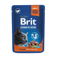 Brit Premium Cat Pouches Salmon for Sterilised konservai sterilizuotoms katėms, 24 x 100 g