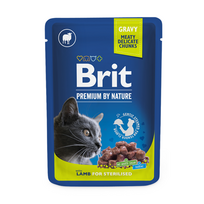 Brit Premium Cat Pouches Lamb for Sterilised konservai sterilizuotoms katėms, 24 x 100 g