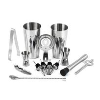 14 vnt / rinkinys Mixology Bartender Kit kokteilių plaktuvų rinkinys su Bostono plaktuvu / purtytuvu / piltuvais / ledu sidabras