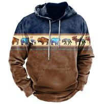 Vintage Indian Style Men's Hoodie Hooded Sweatshirt Unisex Harajuku Pullover Jacket Oversized Casual Streetwear Tops L