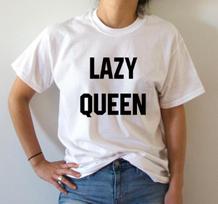 Lazy Queen Letters Print Women Tshirts Cotton Casual Funny T Shirt For Lady Top Tee Hipster S balta