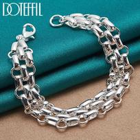 925 Sterling Silver Lnterlocking Circle Bracelet Chain For Women Fashion Charm Wedding Engagement Party Jewelry 20cm