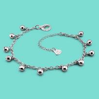 925 Sterling Silver Anklet For Women Classic Design 27CM Lobster Buckle Bell Chain Birthday Gift Beach Party Chaîne De Pieds