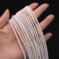 Gėlavandenių perlų apvalūs smulkūs perlų karoliukai 3-4 mm papuošalų gamybai DIY vėriniui apyrankei auskarams aksesuaras 3-4mm balta