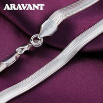 925 Sterling Silver 16/18/20/22/24 Inch 6MM Flat Snake Chain Necklace For Men Fashion Wedding Jewelry 60cm