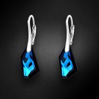 Sidabriniai auskarai moterims DiamondSky „Hyperborea (Bermuda Blue)“ su Swarovski kristalais