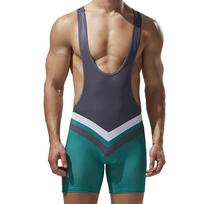 Men's Sports One-Piece Vest Breathable Running Pants Weightlifting Cycling Wear Wrestling Wear Lingerie Tights M žalia