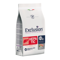 Exclusion Hepatic dietinis sausas šunų maistas su kiauliena, ryžiais ir žirneliais M/L 12kg