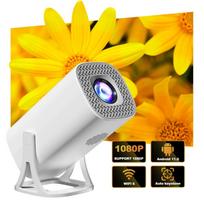 S40 išmanusis projektorius skaitmeninis Android11 ​​palaikymas 4K 1080P WiFi6 BT5.4 Allwinner H713 1280*720P Auto Keystone Pocket Beamer witch EU Plug balta