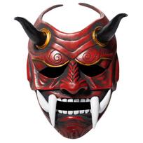 (SU)Japoniška Hannya Oni kaukė, Evil De-mon Mon-ster viso veido latekso kaukė vyrams One Size raudona