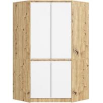 Kampinė spinta Akord S100 4D CLP, ruda/balta