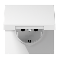 JUNG Lizdas su dangteliu IP44 SCHUKO BALTAS Duroplastikas 16A 250V (LS Serija)
