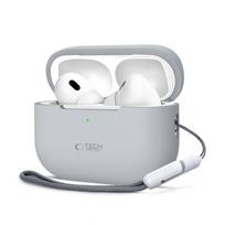 Pilkos spalvos ausinių dėklas "Tech-Protect Silicone Hook" skirtas Apple Airpods Pro 1 / 2