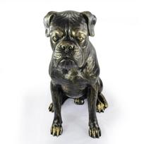Bokseris, vokiečių bokseris – natūralaus dydžio šuns statula, 1:1 mastelio figūrėlė, „Art-Dog“ statula sodui ruda