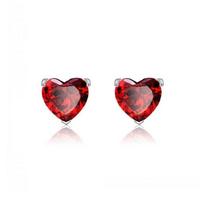 925 Sterling Silver Heart-Shaped Girls Stud Earrings Earrings Sterling Silver Ornament 925 raudona