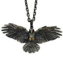 „Skeleton Jewelry Studio“ originalaus dizaino „Crow Raven Eagle“ pakabukas, 925 sterlingų sidabras, dominuojantis vyrų mados karoliai