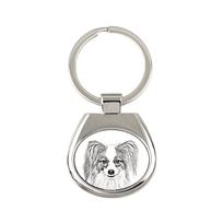 Papiljonas, Kontinentinis žaislinis spanielis, Drugelio šuo - raktų pakabukas su šunimi, raktų pakabukas su atspaudu, personalizuotas pakabukas iš Art-Dog prekės ženklo sidabras