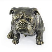 Buldogas, anglų buldogas, britų buldogas – natūralaus dydžio šuns statula, 1:1 mastelio figūrėlė, „Art-Dog“ statula sodui ruda