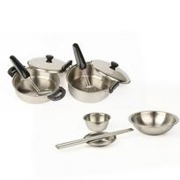 2017 Kids Stainless Steel Simulation Toys Pots Pans Cooking Pots Kitchen Utensils