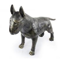 Bulterjeras, bulius - natūralaus dydžio šuns statula, 1:1 mastelio figūrėlė, „Art-Dog“ statula sodui ruda