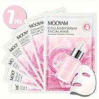 7 vnt. kolageno veido kaukių rinkinys, drėkinantis ir stangrinamasis, turtingas hialurono rūgšties, vitamino E ir nikotinamido veido kaukė be kvapo, hipoalerginė 7pcs