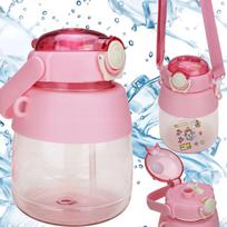 Extralink Bottle for school, kindergarten | water bottle with straw and strap, 1L, pink