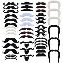 48 vnt./rinkinys Juokingi ūsai Piratų vakarėlio kostiumas Cosplay Netikra barzda Vaikams Suaugusiems Helovino vakarėlio dekoravimo reikmenys Fotobūdelės rekvizitai 48pcs white