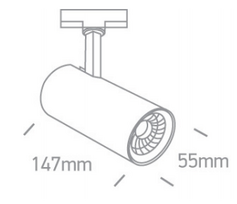 10W LED šviestuvas į bėgelius, juodas, 3000K