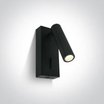 3W LED sieninis šviestuvas- skaitymo lempa, juodas, 3000K