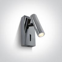 3W LED sieninis šviestuvas- skaitymo lempa, chromo sp., 3000K