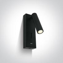 3W LED sieninis šviestuvas- skaitymo lempa, juodas, 3000K