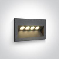 4x1W LED įleidžiamas sieninis lauko šviestuvas, antracito sp., 3000K