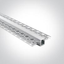 Užglaistomas aliuminio profilis su PC baltu difuzoriumi, 2m. Komplektuojama su 2 poromis užbaigimų. Tinkama LED juostoms 10 mm.