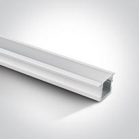 Įleidžiamas profilis su baltu difuzoriumi, 2m. Komplektuojama su 2 poromis užbaigimų. Tinkama LED juostoms 12 mm.
