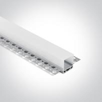 Įleidžiamas profilis su baltu difuzoriumi, 2m, su 2 poromis užbaigimų. Tinkama LED juostoms 20 mm.