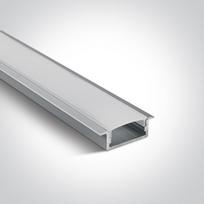 Įleidžiamas profilis su baltu difuzoriumi, 2m. Komplektuojama su 2 poromis užbaigimų. Tinkama LED juostoms 20 mm.