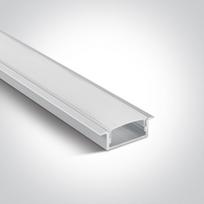 Įleidžiamas profilis su baltu difuzoriumi, 2m. Komplektuojama su 2 poromis užbaigimų. Tinkama LED juostoms 20 mm.