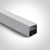 Paviršinis profilis su baltu difuzoriumi ir vieta maitinimo šaltiniui, 2m, su 2 poromis užbaigimų. Tinkama LED juostoms 45 mm.