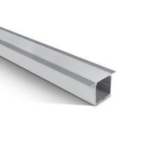 Įleidžiamas profilis su baltu difuzoriumi, 2m. Komplektuojama su 2 poromis užbaigimų. Tinkama LED juostoms 25 mm.