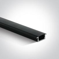 Įleidžiamas profilis, juodas, 2m, komplektuojamas su juodu difuzoriumi ir užbaigimais, 12mm LED juostai