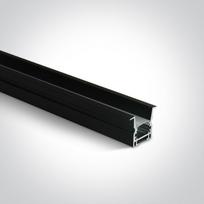 Įleidžiamas profilis, juodas, 2m, komplektuojamas su baltu difuzoriumi, laikikliais ir užbaigimais, 12mm LED juostai