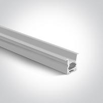 Įleidžiamas profilis, baltas, 2m, komplektuojamas su baltu difuzoriumi, laikikliais ir užbaigimais, 12mm LED juostai