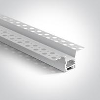 Įleidžiamas profilis, baltas, 2m, komplektuojamas su baltu difuzorium ir užbaigimais, 12mm LED juostai