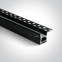 Įleidžiamas profilis, juodas, 2m, komplektuojamas su baltu difuzoriumi ir užbaigimais, 12mm LED juostai