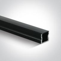 Paviršinis profilis, juodas, 2m, komplektuojamas su juodu difuzoriumi, laikikliais ir užbaigimais, 12mm LED juostai