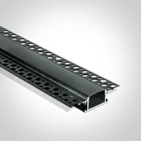 Įleidžiamas profilis, juodas, 2m, komplektuojamas su juodu difuzoriumi ir užbaigimais, 20mm LED juostai