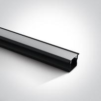 Įleidžiamas profilis, juodas, 2m, komplektuojamas su dangteliu ir užbaigimais, skirtas 12mm pločio LED juostai