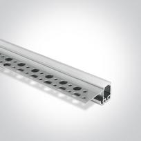 Užglaistomas profilis, aliuminio sp., 2m, komplektuojamas su dangteliu ir užbaigimais, skirtas 8mm pločio LED juostai